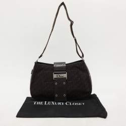 Pre Owned Dior Brown Diorissimo Canvas and Leather Street Chic Columbus Shoulder Bag