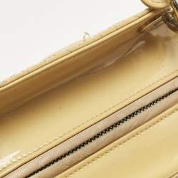 مملوكة مسبقًا Dior Cream Cannage Patent Leather Medium Lady Dior Tote