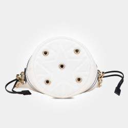 Dior White Small Leather Vibe Drawstring Bucket Bag