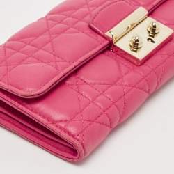 Dior Pink Cannage Leather Miss Dior Continental Wallet