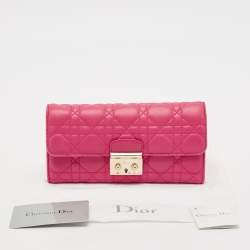 Dior Pink Cannage Leather Miss Dior Continental Wallet