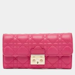 Dior Pink Cannage Leather Miss Dior Continental Wallet