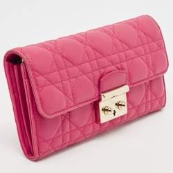 Dior Pink Cannage Leather Miss Dior Continental Wallet