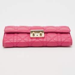 Dior Pink Cannage Leather Miss Dior Continental Wallet
