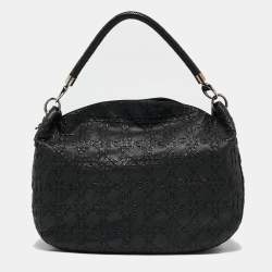 Pre Owned Dior Black Cannage Leather Whipstitch Hobo