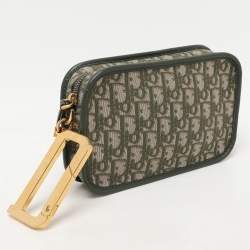 Dior Green Oblique Canvas and Leather Diorquake Clutch