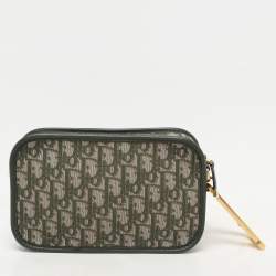 Dior Green Oblique Canvas and Leather Diorquake Clutch