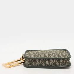 Dior Green Oblique Canvas and Leather Diorquake Clutch