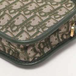 Dior Green Oblique Canvas and Leather Diorquake Clutch