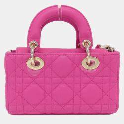 Dior Pink Leather Micro Lady D-Joy Handbag
