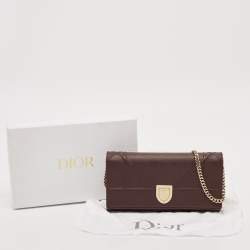 Pre Owned Dior Burgundy Leather Diorama Chain Clutch