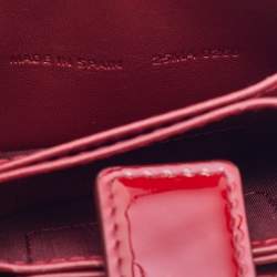 Pre Owned Dior Red Cannage Patent Leather Lady Dior 5 Gusset Card Holder