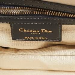 Pre Owned Dior Blue Oblique Canvas and Leather Saddle Bag