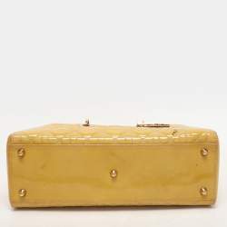 Pre Owned Dior Beige Patent Leather Large Lady Dior Tote