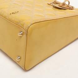 Pre Owned Dior Beige Patent Leather Large Lady Dior Tote