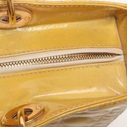 Pre Owned Dior Beige Patent Leather Large Lady Dior Tote