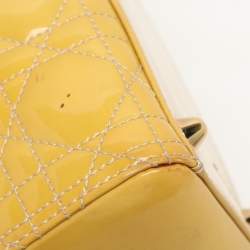 Pre Owned Dior Beige Patent Leather Large Lady Dior Tote