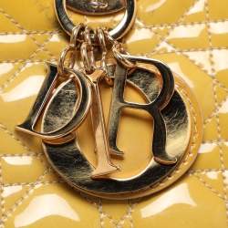 Pre Owned Dior Beige Patent Leather Large Lady Dior Tote