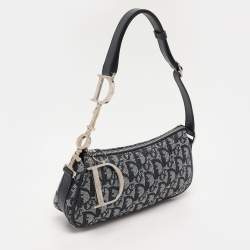 Pre Owned Dior Blue Oblique Canvas and Leather Diorissimo Shoulder Bag