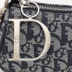 Pre Owned Dior Blue Oblique Canvas and Leather Diorissimo Shoulder Bag