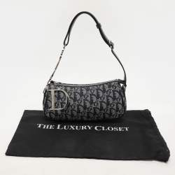 Pre Owned Dior Blue Oblique Canvas and Leather Diorissimo Shoulder Bag