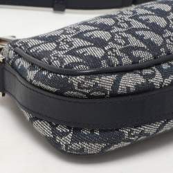 Pre Owned Dior Blue Oblique Canvas and Leather Diorissimo Shoulder Bag