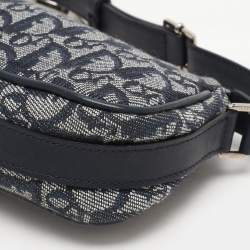 Pre Owned Dior Blue Oblique Canvas and Leather Diorissimo Shoulder Bag