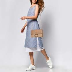 Dior Peach Karung Leather Montaigne 30 Flap Shoulder Bag