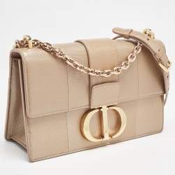 Dior Peach Karung Leather Montaigne 30 Flap Shoulder Bag