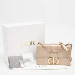 Dior Peach Karung Leather Montaigne 30 Flap Shoulder Bag