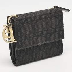 Dior Black Oblique Canvas Lady Dior Trifold Wallet