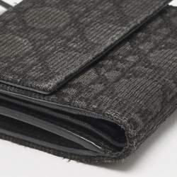 Dior Black Oblique Canvas Lady Dior Trifold Wallet