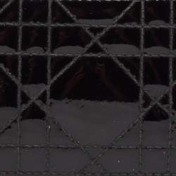 مملوكة مسبقًا Dior Black Cannage Patent Leather Lady Dior Card Holder