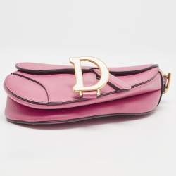 Pre Owned Dior Dark Pink Leather Mini Saddle Bag