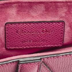 Pre Owned Dior Dark Pink Leather Mini Saddle Bag