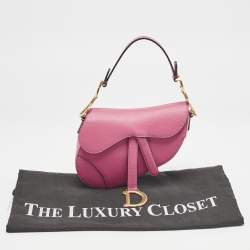 Pre Owned Dior Dark Pink Leather Mini Saddle Bag