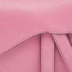 Pre Owned Dior Dark Pink Leather Mini Saddle Bag