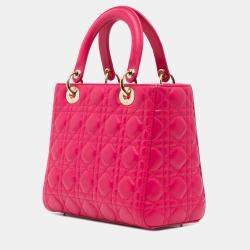 Dior Pink Lambskin Medium Cannage Lady Dior Handbag