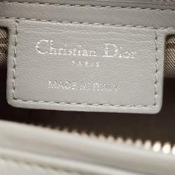 Pre Owned Dior Grey Cannage Leather Large Lady Dior Tote