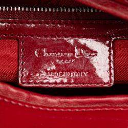 Dior Red Patent Leather Large Cannage Lady Dior Bag