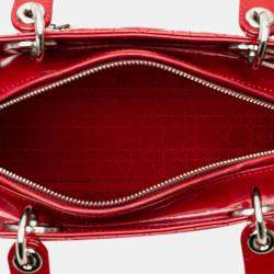 Dior Red Patent Leather Large Cannage Lady Dior Bag