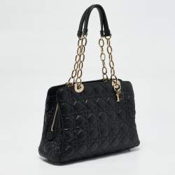 Pre Owned Dior Black Cannage Leather Lady Dior Zip Shopper Tote