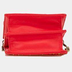 Dior Red Studded Lambskin Leather Vertical Diorama Shoulder Bag