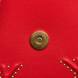 Dior Red Studded Lambskin Leather Vertical Diorama Shoulder Bag