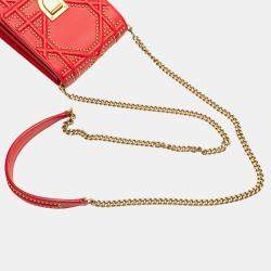 Dior Red Studded Lambskin Leather Vertical Diorama Shoulder Bag