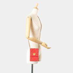 Dior Red Studded Lambskin Leather Vertical Diorama Shoulder Bag