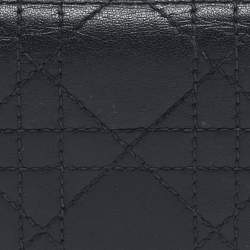 Pre Owned Dior Black Cannage Leather Lady Dior Flap Card Case