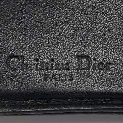 Pre Owned Dior Black Cannage Leather Lady Dior Flap Card Case