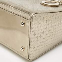 Dior Gold Micro Cannage Patent Leather Medium Lady Dior Tote