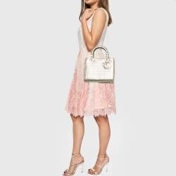 Dior Gold Micro Cannage Patent Leather Medium Lady Dior Tote